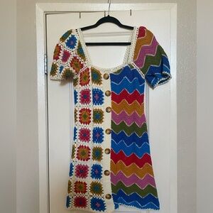 Farm Rio Crochet Mini Dress EUC SMALL